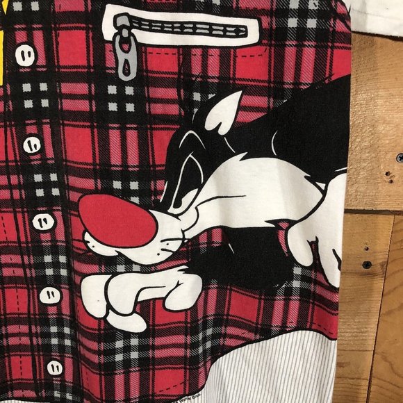 Vintage Looney Tunes All Over Print Wrap Around 1996 T-Shirt Mens Large - Picture 6 of 14